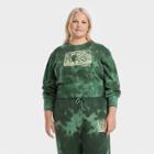 Women's Keith Haring Plus Size Wide Rib Graphic Sweatshirt - Green Tie-dye
