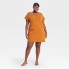 Women's Plus Size Short Sleeve T-shirt Dress - Universal Thread Brown