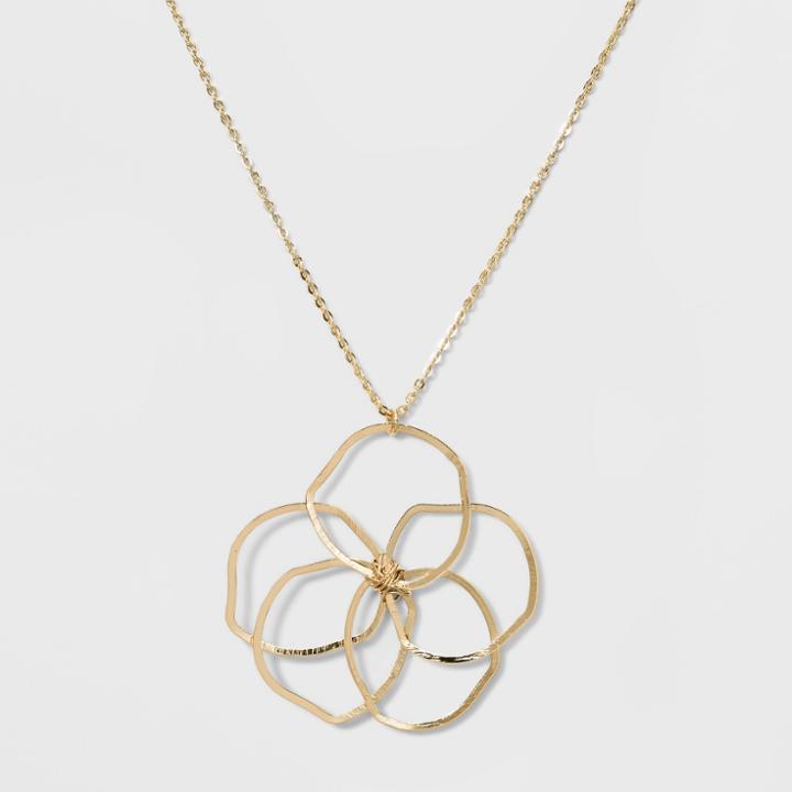 Wire Flower Pendant Necklace - A New Day Gold