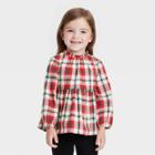 Toddler Girls' Plaid Top - Cat & Jack Red/cream