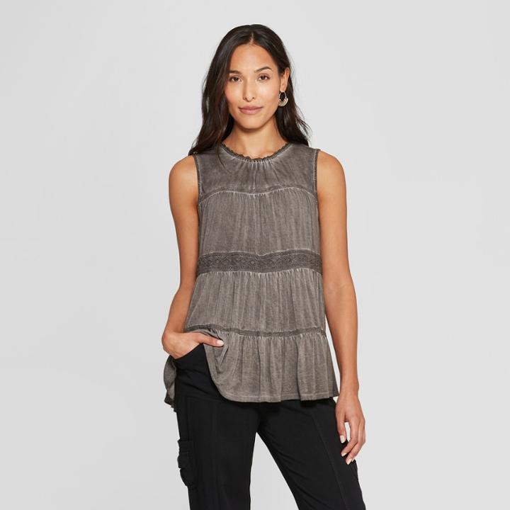 Women's Sleeveless Tiered Tank Top - Knox Rose Gray