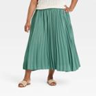Women's Plus Size Pleated Maxi Skirt - A New Day Teal
