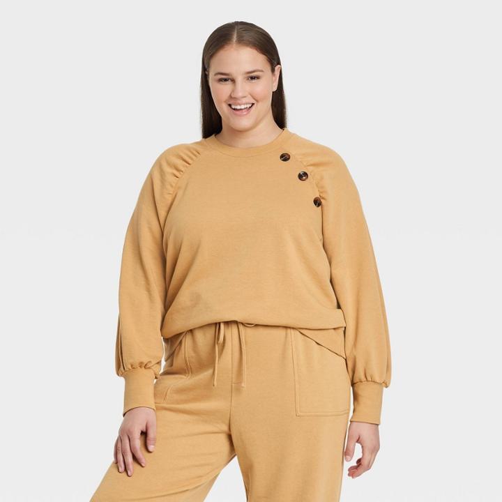 Women's Plus Size Sweatshirt - Who What Wear Khaki