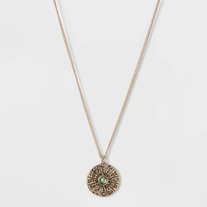 No Brand Semi Precious Beaded Zodiac Necklace - Gold, Women's
