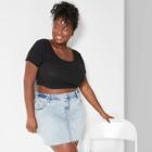 Target Women's Plus Size Mid-rise Acid Wash Denim Mini Jean Shorts - Wild Fable Light Indigo