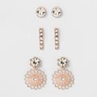Target Stud Earring Set Of 3 - A New Day Rose Gold/clear