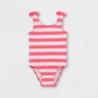 Toddler Girls' Striped One Piece Swimsuit - Cat & Jack Pink/white