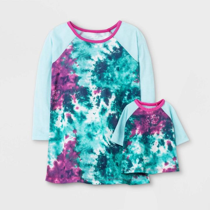 Toddler Girls' Tie-dye Doll Nightgown - Cat & Jack Blue