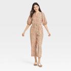 Women's Puff 3/4 Sleeve Jumpsuit - Universal Thread Coral Pink Floral