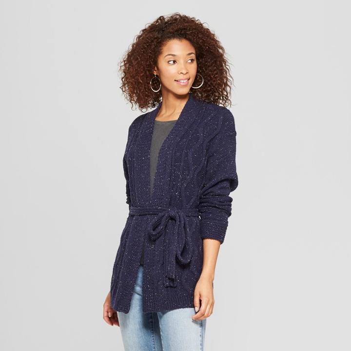 Women's Cable Wrap Sweater - Universal Thread Navy (blue)
