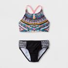 Girls' Aztec Beach Bikini Set- Art Class Black