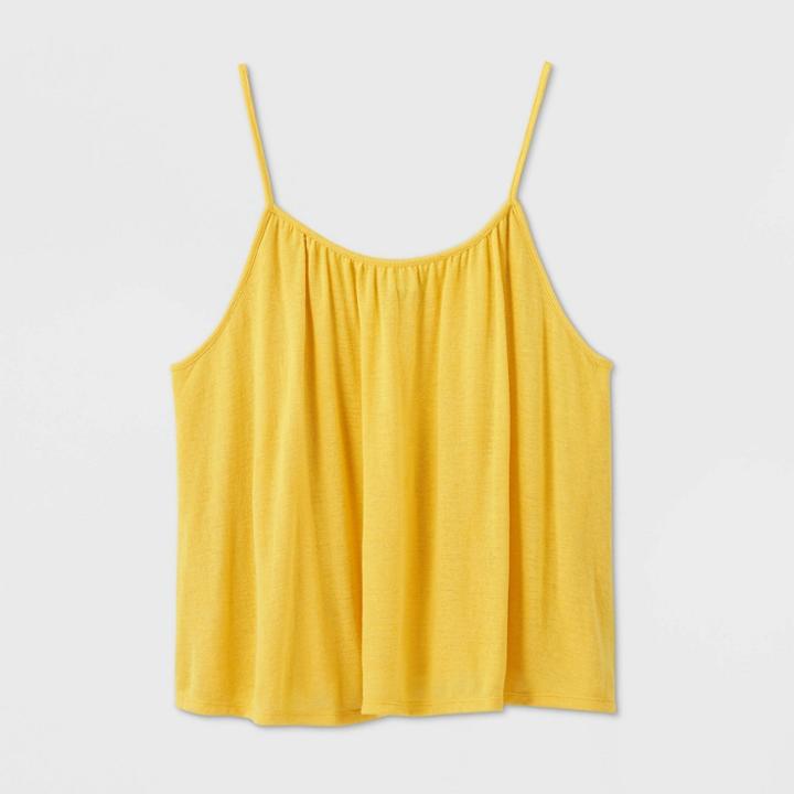 Women's Plus Size Scoop Neck Linen Cami Top - A New Day Yellow 1x, Women's,