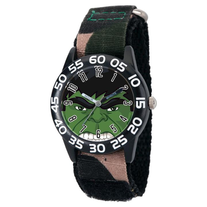 Boys' Marvel's Avengers Hulk Black Plastic Time Teacher Watch - Camo,