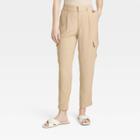 Women's Tapered Ankle Cargo Pants - A New Day Tan