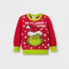 Dr. Seuss Toddler Boys' The Grinch 'up To Snow Good' Sweater - Red