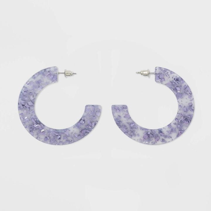 Flecked Lucite Hoop Earrings - Wild Fable Light Purple, Women's