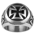 Men's Vance Co. Stainless Steel Oxidized Cross Polished Ring - Silver,