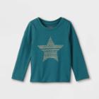 Toddler Girls' Sparkle Star Long Sleeve Graphic T-shirt - Cat & Jack Teal