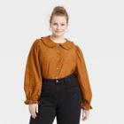 Women's Plus Size Balloon Long Sleeve Button-down Shirt - Universal Thread Brown