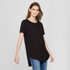 Women's Short Sleeve Side Slit Tunic - Alison Andrews Black