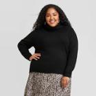 Women's Plus Size Turtleneck Pullover Sweater - A New Day Black