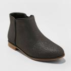 Girls' Opal Zipper Slip-on Glitter Chelsea Boots - Cat & Jack Black