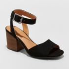 Women's Megan Wide Width Quarter Strap Heeled Pump Sandals - Universal Thread Black 9w,