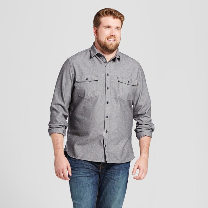 Men's Big & Tall Slim Fit Button-down Work Shirt - Goodfellow & Co Gray