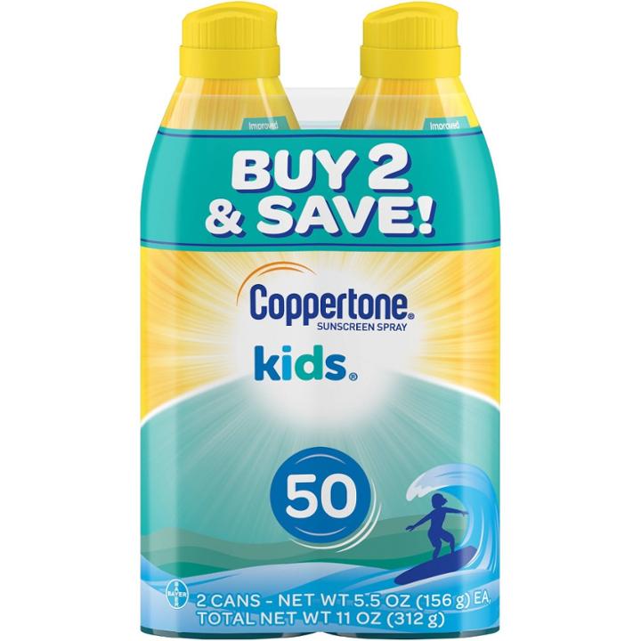 Coppertone Kids Sunscreen Spray - Spf 50 - 11oz - Twin Pack