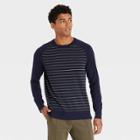 Men's Striped Regular Fit Crewneck Pullover Sweater - Goodfellow & Co Blue