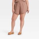 Women's Plus Size High-rise Pull-on Shorts - Universal Thread Brown