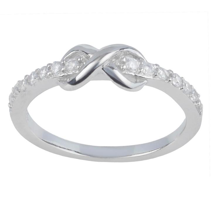 Journee Collection 1/5 Ct. T.w. Round-cut Cz Pave Set Infinity Ring In Sterling Silver - Silver,