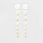 Pearl Drop Earrings - A New Day White, Women's, Beige
