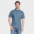 Men's Floral Print Slim Fit Stretch Poplin Short Sleeve Button-down Shirt - Goodfellow & Co