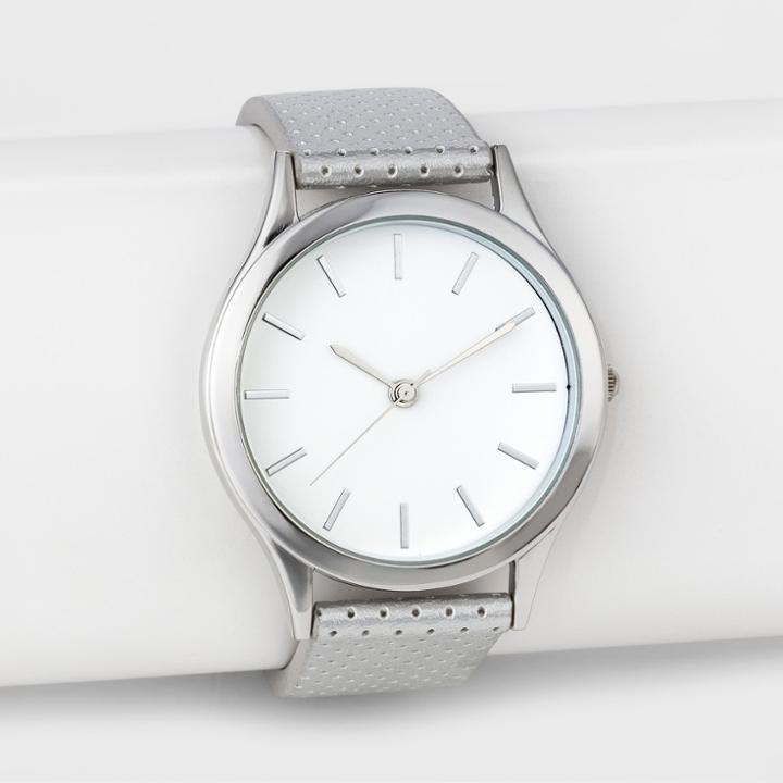 Women's Laser Cut Strap Watch - Xhilaration Silver,