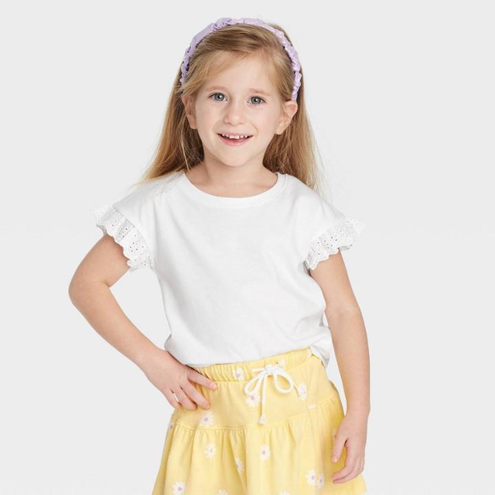 Toddler Girls' Eyelet T-shirt - Cat & Jack White