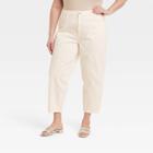 Women's Plus Size High-rise Carrot Leg Denim Pants - A New Day Off-white