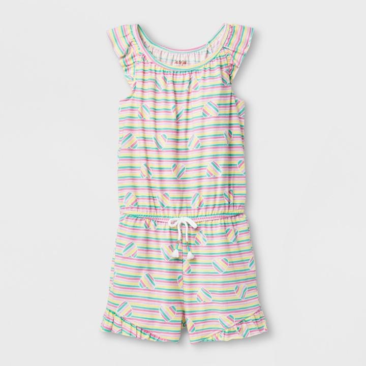Girls' Sleeveless Heart Print Knit Romper - Cat & Jack M,