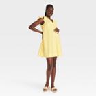 The Nines By Hatch Flutter Short Sleeve Eyelet Maternity Dress Yellow