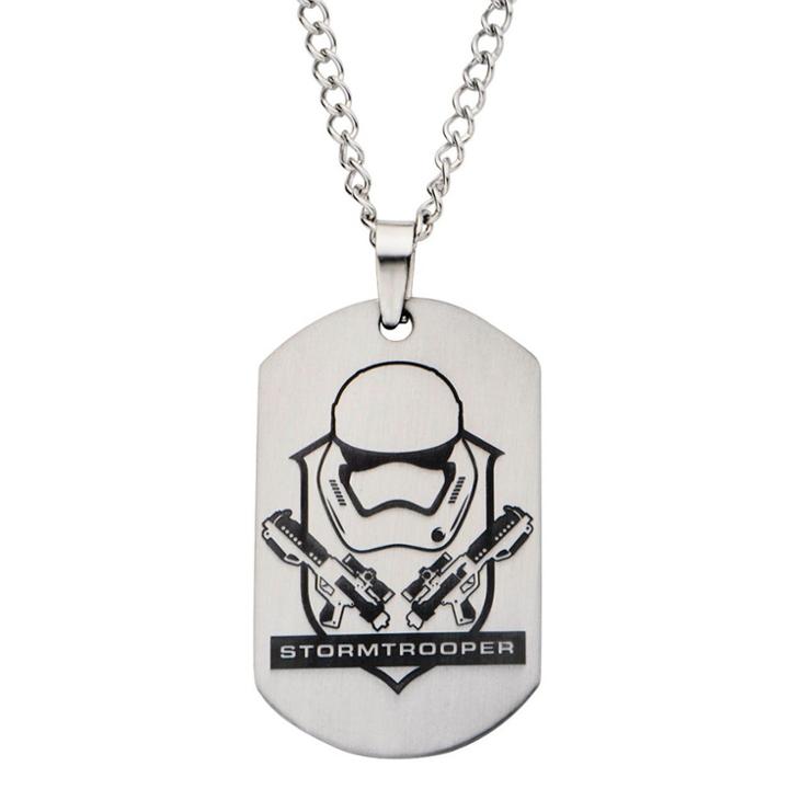 Men's Star Wars Stormtrooper Laser Etched Stainless Steel Dog Tag Pendant With Chain