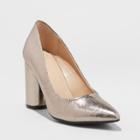 Women's Nakia Faux Leather Closed Toe Cylinder Heeled Pumps - A New Day Bronze