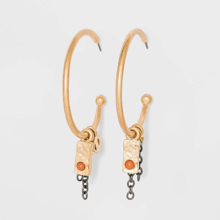 Semi-precious Chain Fringe Hoop Earrings - Universal Thread Orange