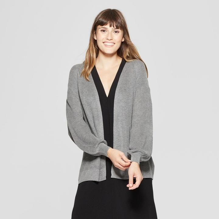 Women's Ribbed Open Layering Sweater - A New Day Medium Heather Gray