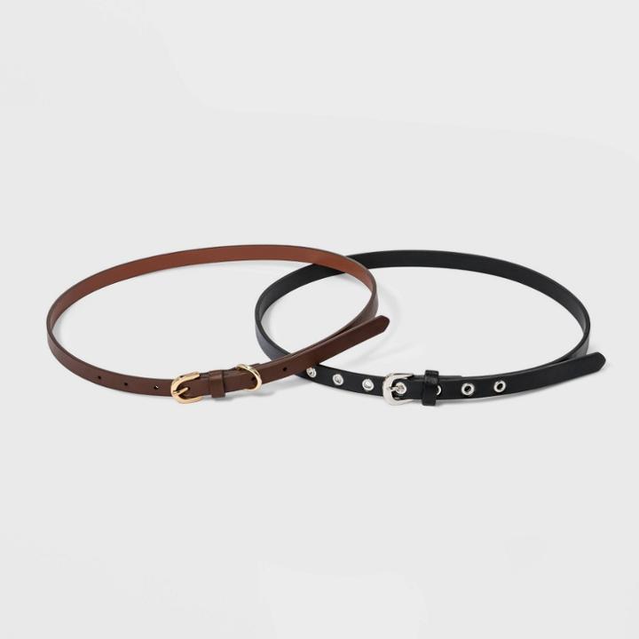 Women's Harness Belt With Metal Grommet - A New Day Cognac