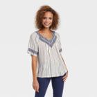 Women's Short Sleeve Embroidered Top - Knox Rose Ivory
