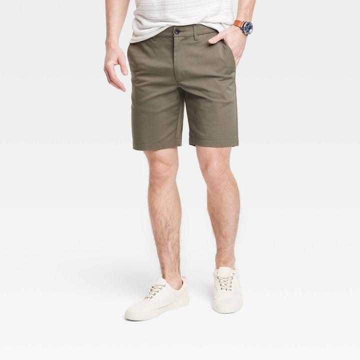 Men's Regular Fit 9 Tech Chino Shorts - Goodfellow & Co Olive Green