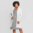 Women's Plus Size Long Sleeve Rib Open Layer Cardigan - A New Day Heather Gray X