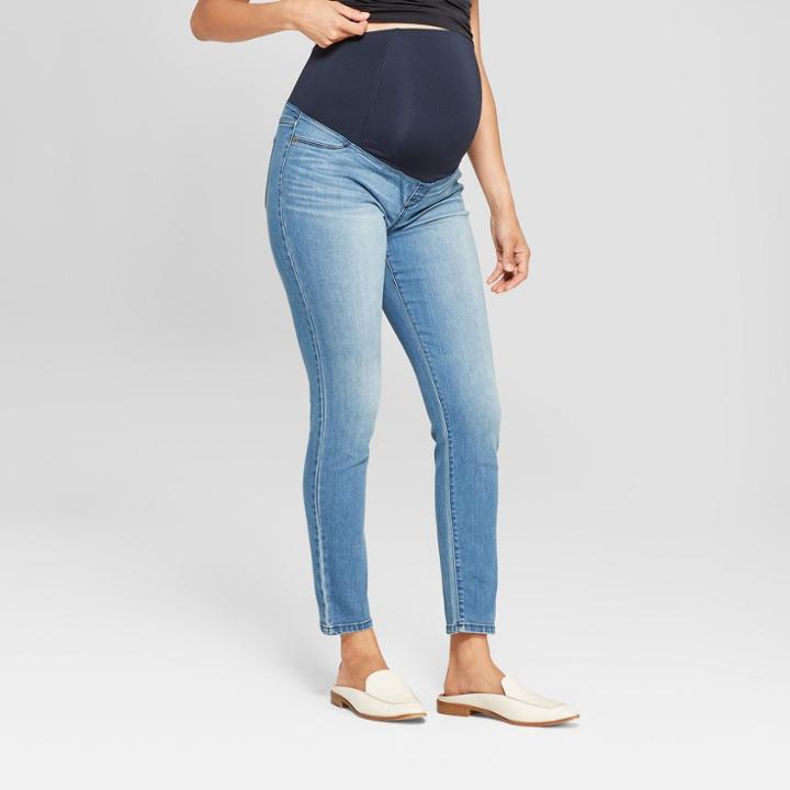 Maternity Crossover Panel Jeggings - Isabel Maternity By Ingrid & Isabel Medium Wash