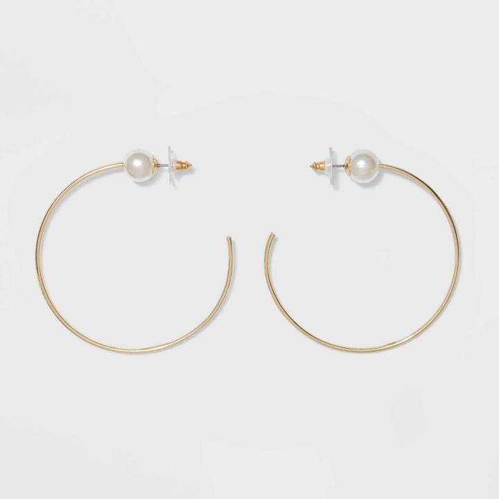 Pearl Hoop Earrings - A New Day Gold, Women's,