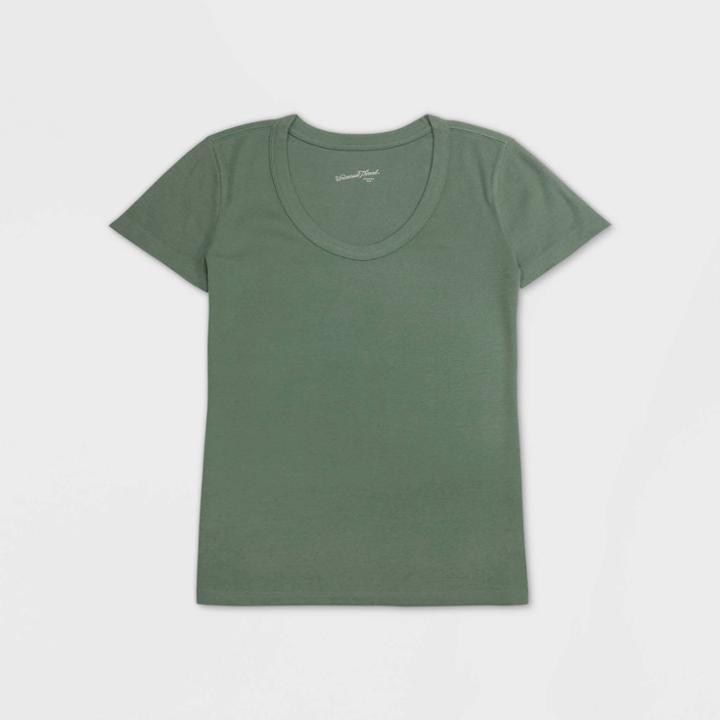 Women's Plus Size Short Sleeve Scoop Neck Ribbed Front T-shirt - Universal Thread Green 3x, Women's,